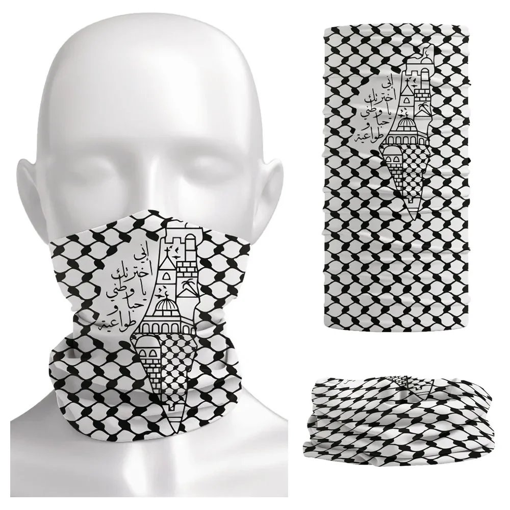 Neck Gaiter Face Cover - Arabische Kalligraphie Bandana Folk Hatta Kufiya
